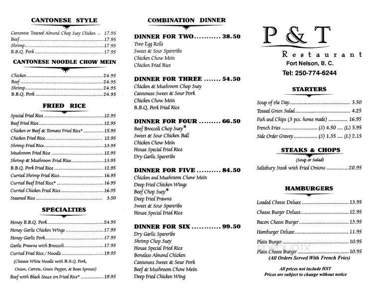 P & T Restaurant - Fort Nelson, BC