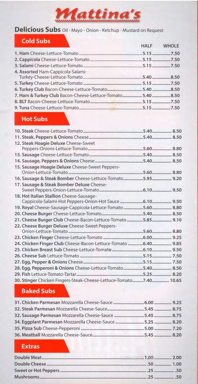 Mama Mia's Pizzeria & Cafe - Buffalo, NY menu_pic