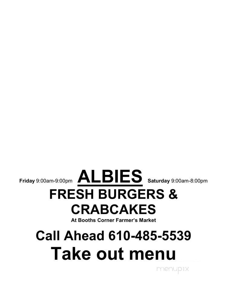 Albie's Burgers - Garnet Valley, PA menu_pic