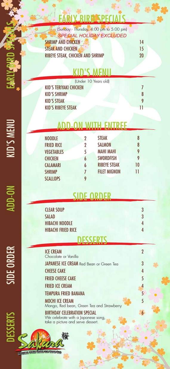 Sakura - Cedar Falls, IA menu_pic