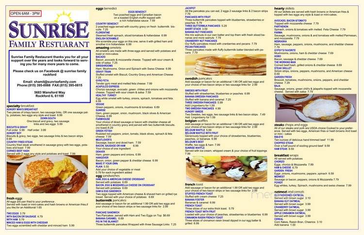 Sunrise Family Restaurant - Rockford, IL