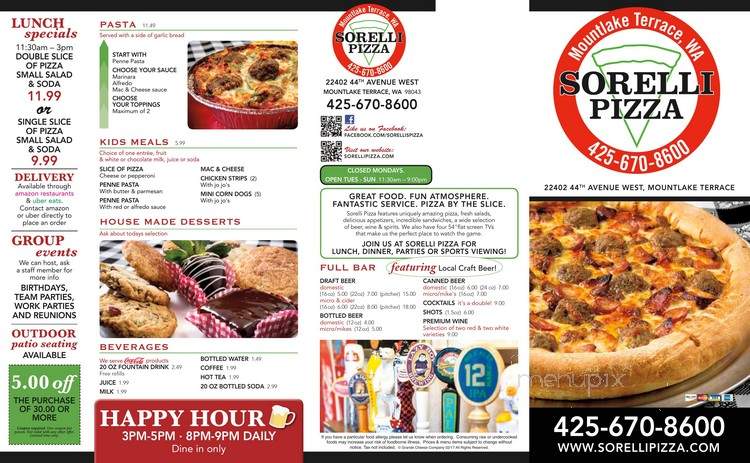 Sorelli Pizza - Mountlake Terrace, WA menu_pic