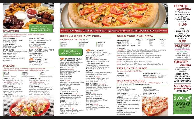 Sorelli Pizza - Mountlake Terrace, WA menu_pic