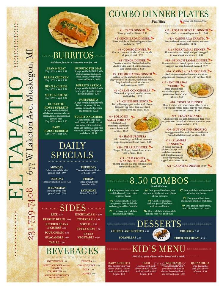 El Tapatio - Muskegon, MI menu_pic