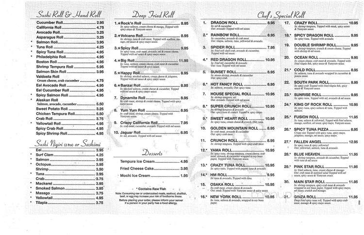 Osaka Hibachi & Sushi - Tifton, GA menu_pic