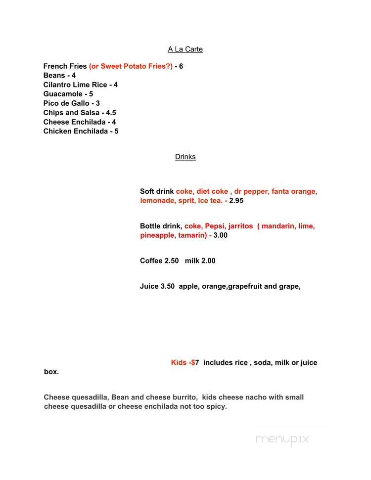 Su Casa Bar & Grill - Paso Robles, CA menu_pic
