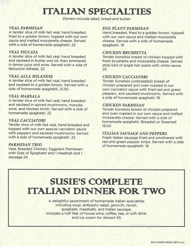 Serafini's Restaurant - Erie, PA menu_pic