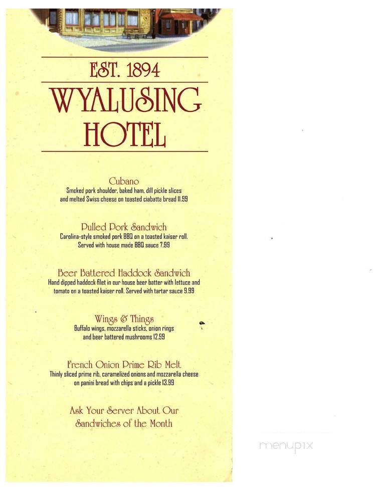 Wyalusing Hotel - Wyalusing, PA menu_pic