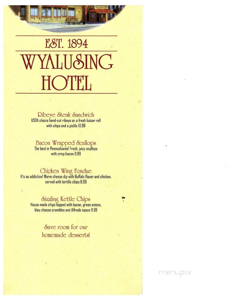 Wyalusing Hotel - Wyalusing, PA menu_pic