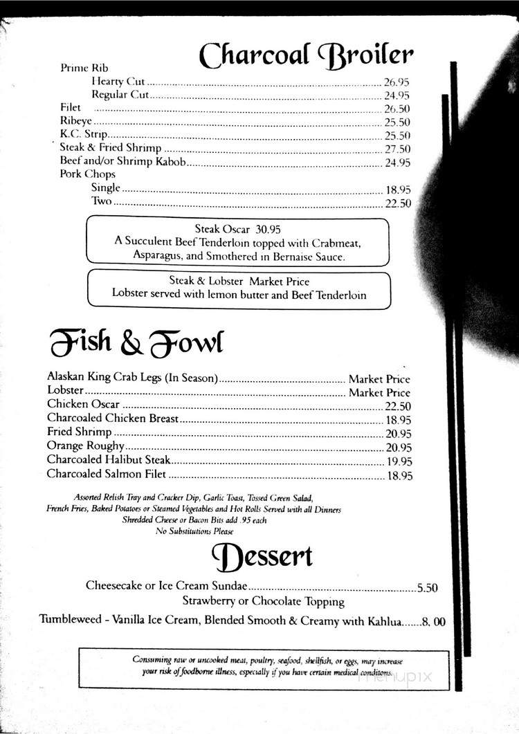 Southern Supper Club - South Coffeyville, OK menu_pic
