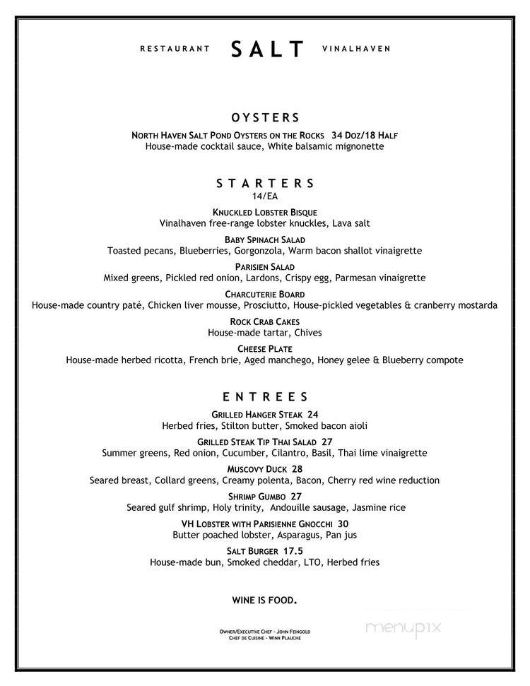 Salt Restaurant - Vinalhaven, ME menu_pic