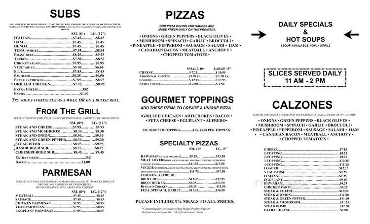White Lake Pizza - West Ossipee, NH menu_pic