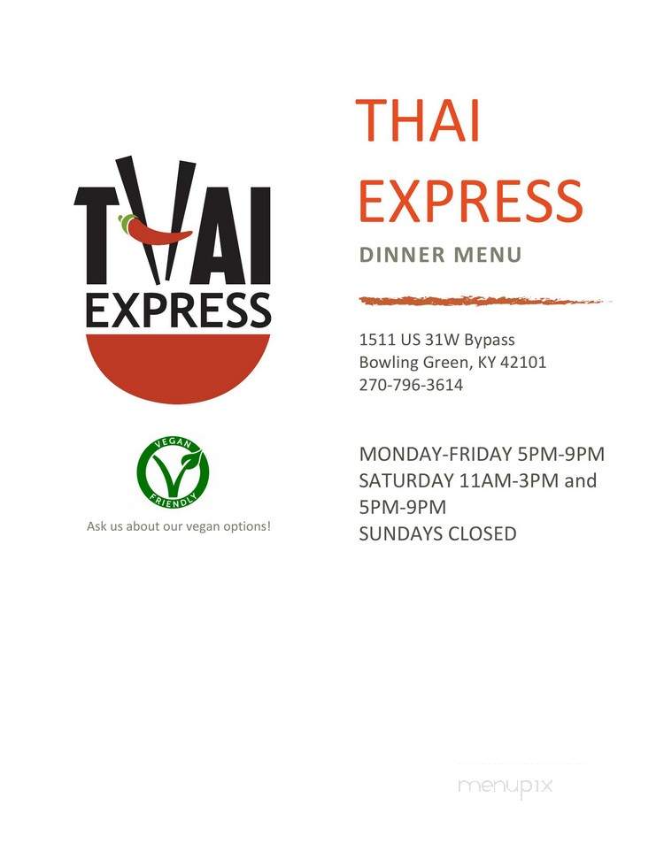 Thai Express - Bowling Green, KY menu_pic