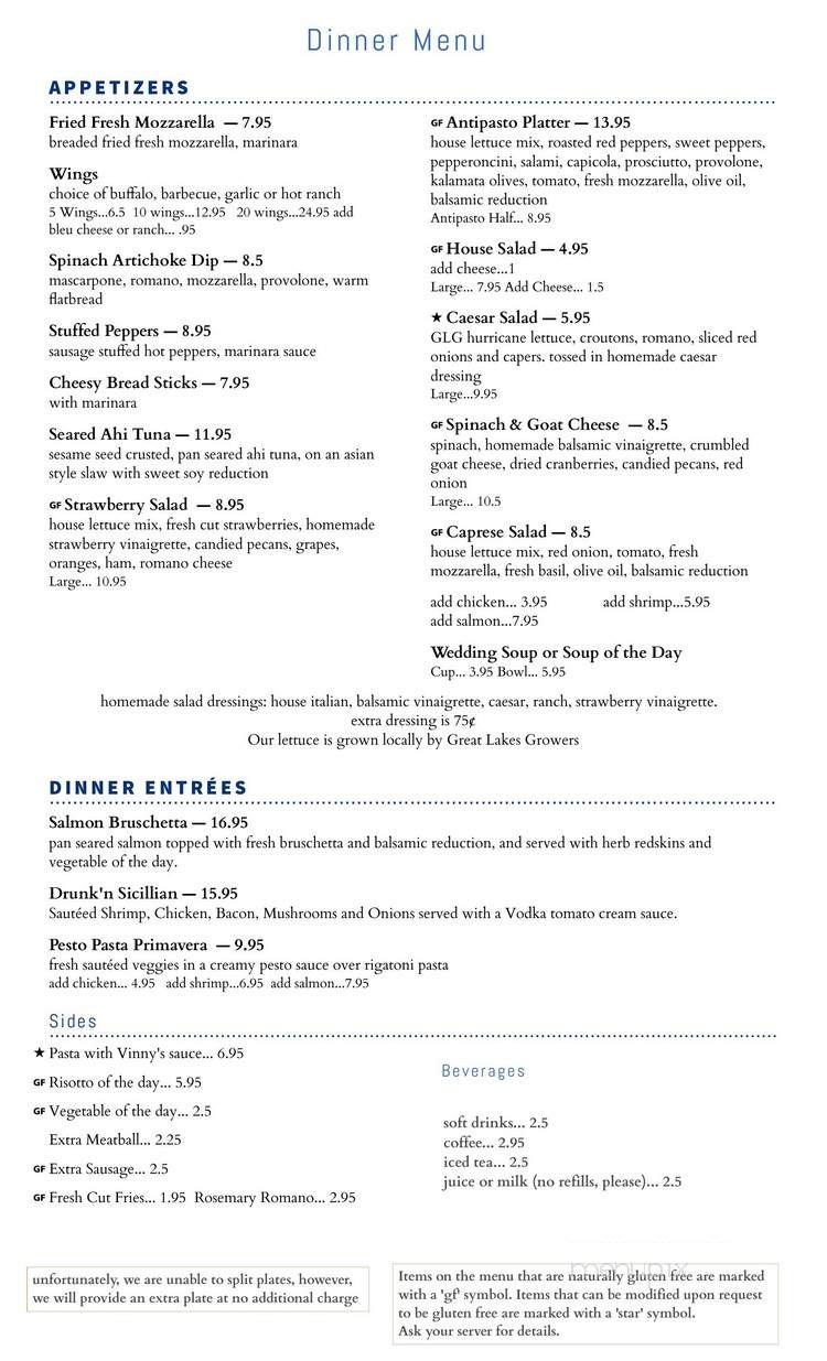 Vinny's Italian Kitchen - Middlefield, OH menu_pic