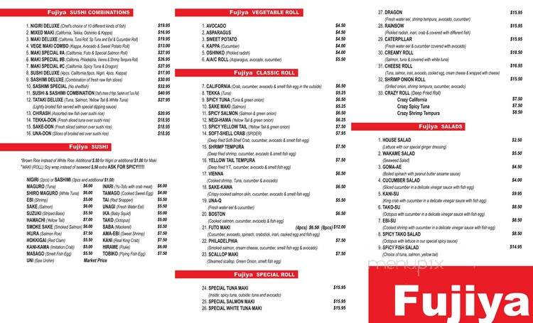 Fuji-Ya - Harwood Heights, IL menu_pic