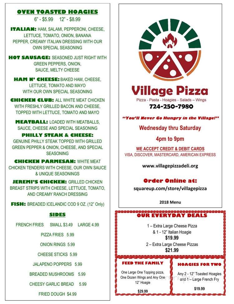 Village Pizza & Deli - Amity, PA menu_pic
