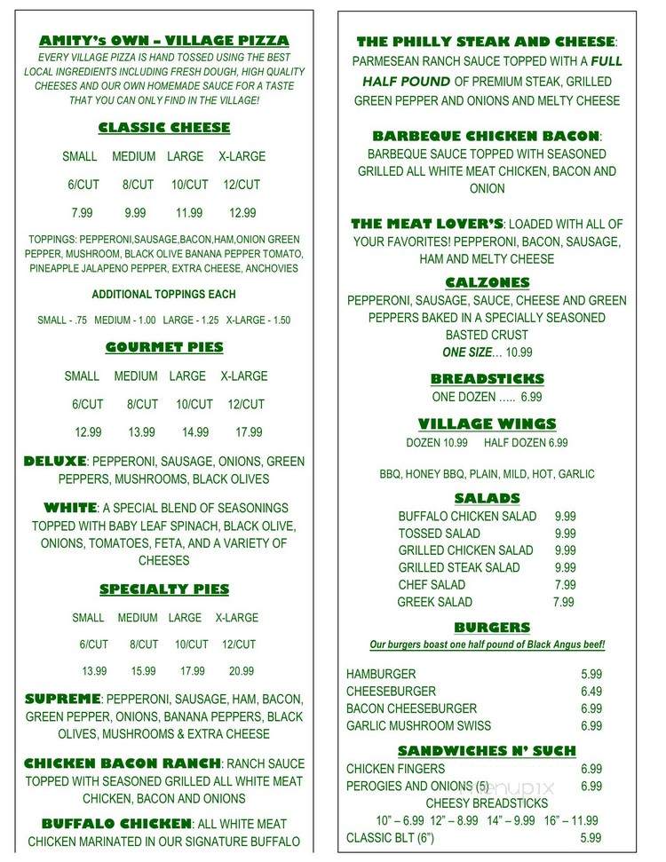 Village Pizza & Deli - Amity, PA menu_pic