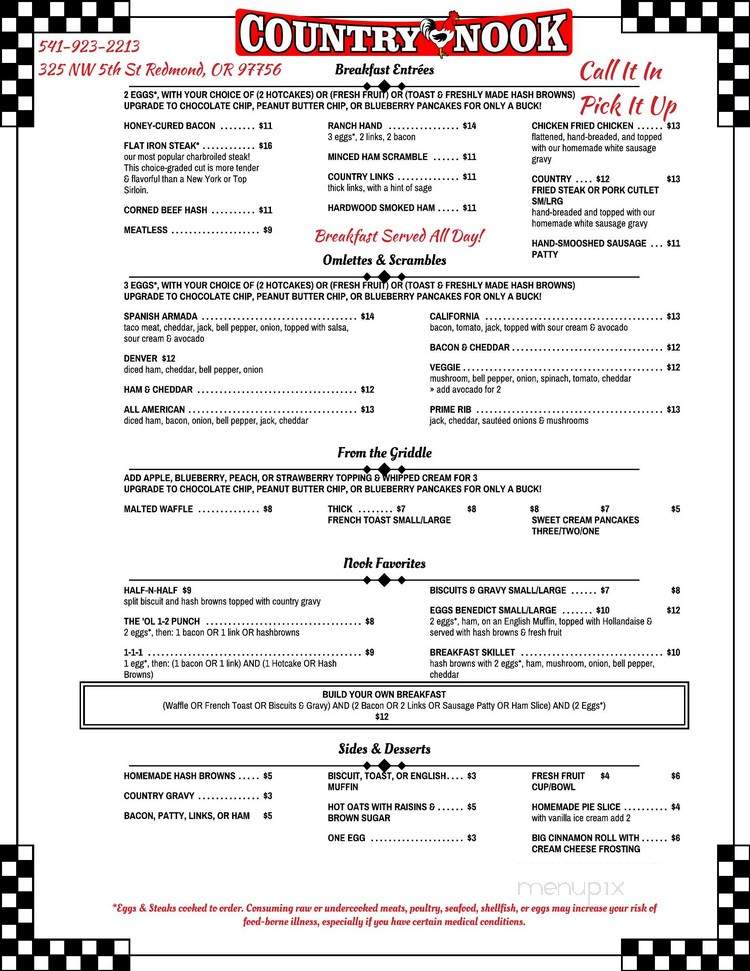 Country Nook Of Redmond - Redmond, OR menu_pic