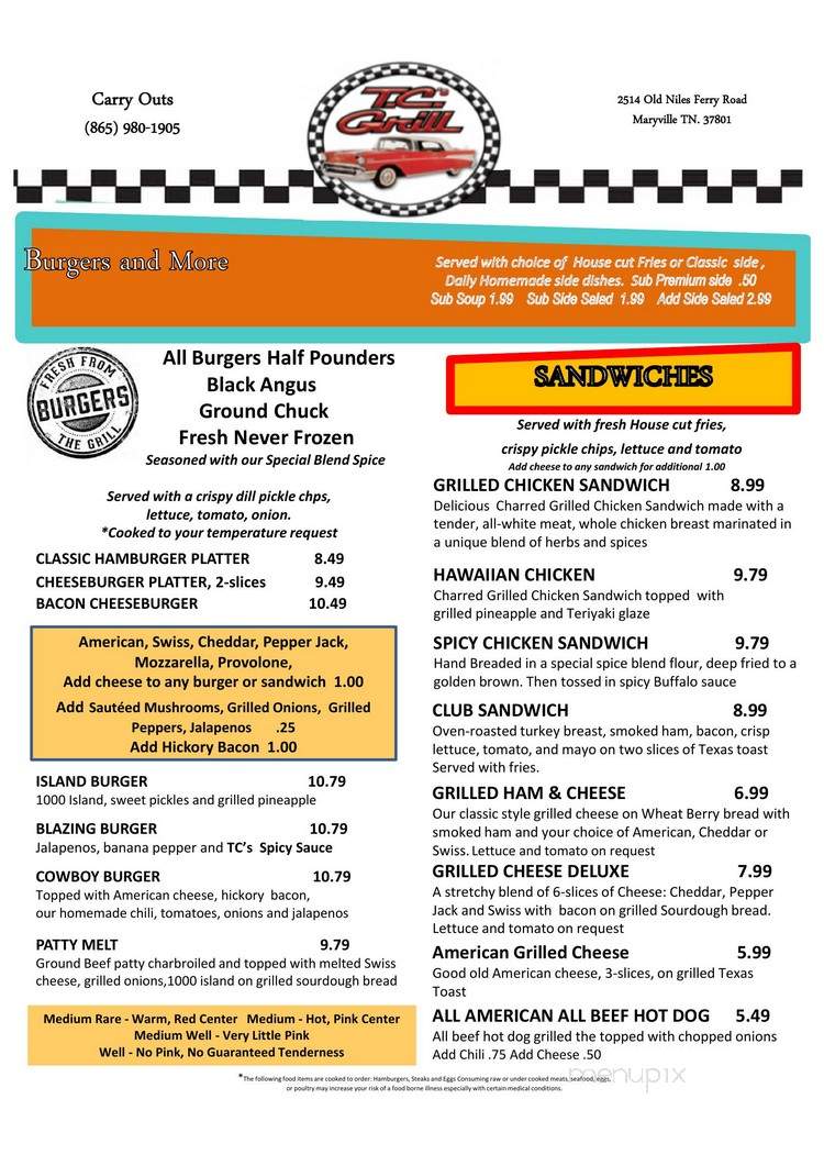 T.C.'s Grill - Maryville, TN menu_pic