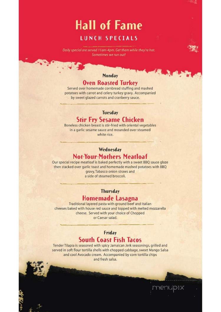 Cardinal Hall Of Fame Cafe - Louisville, KY menu_pic
