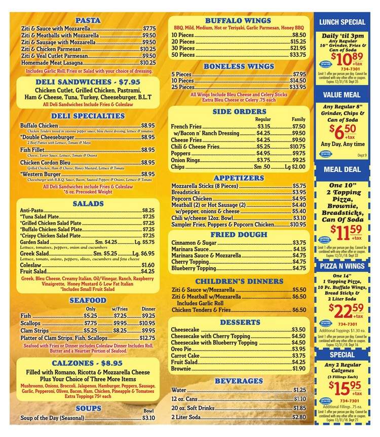 Jackies Pizza - Springfield, MA menu_pic