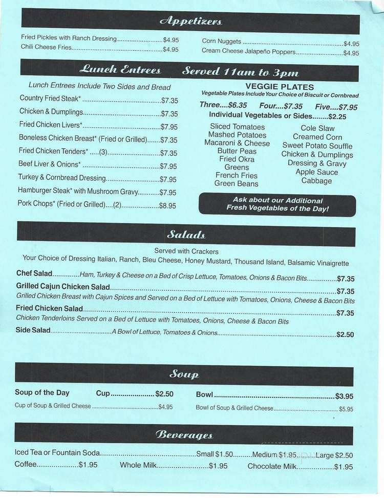 Gritz Family Restaurant - Mcdonough, GA menu_pic