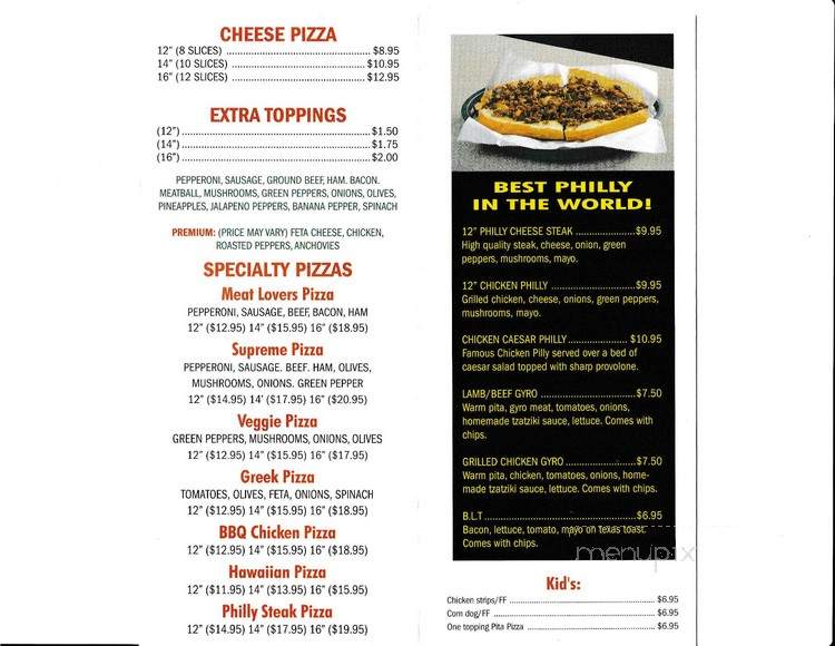 Famous Andy's Pizzeria - North Myrtle Beach, SC menu_pic
