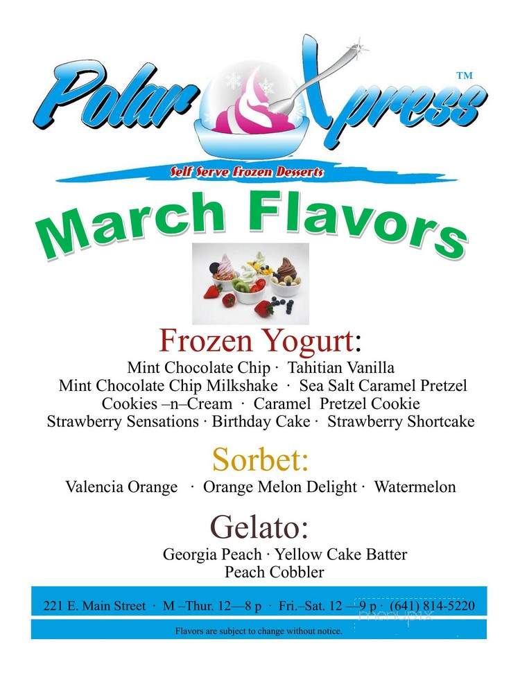 Polar Xpress - Ottumwa, IA menu_pic