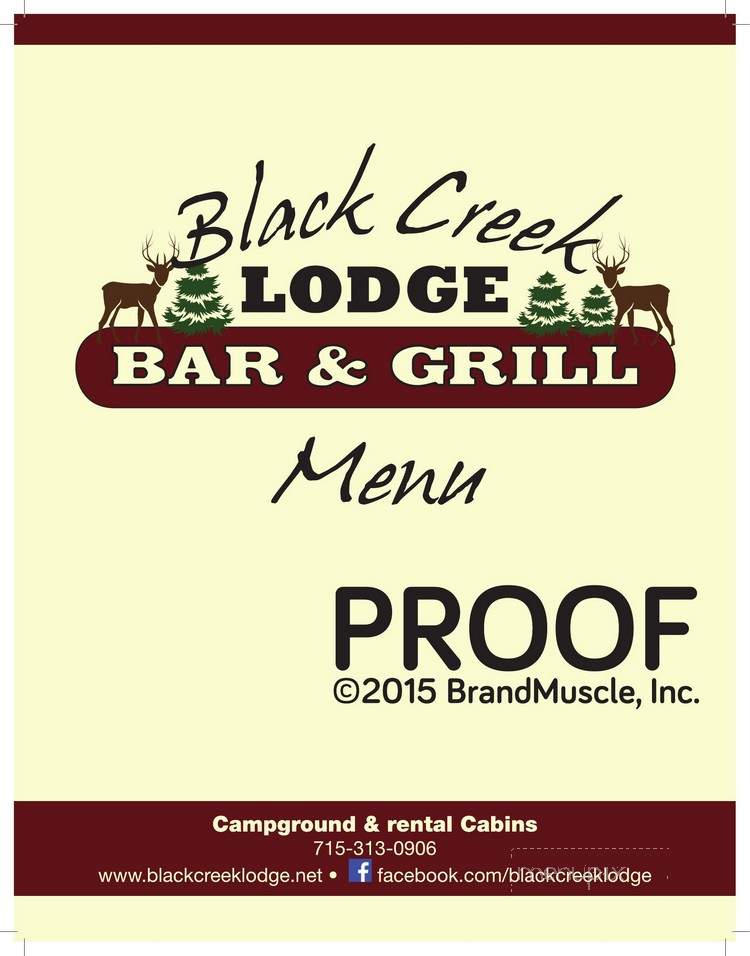 Black Creek Lodge - Fairchild, WI menu_pic