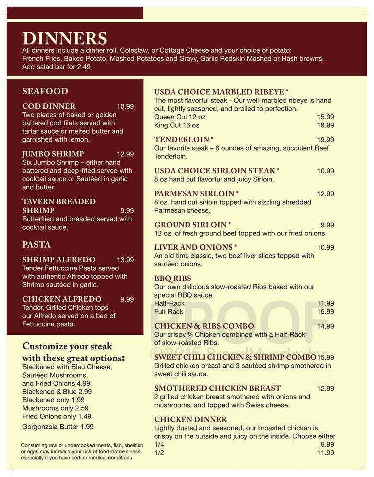 Black Creek Lodge - Fairchild, WI menu_pic