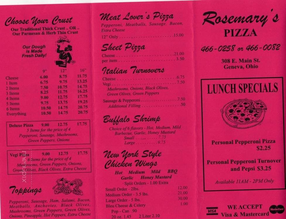 Rosemary's Pizzeria - Geneva, OH