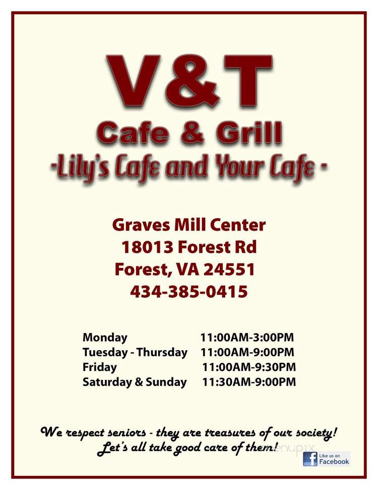V & T Cafe & Grill - Forest, VA menu_pic