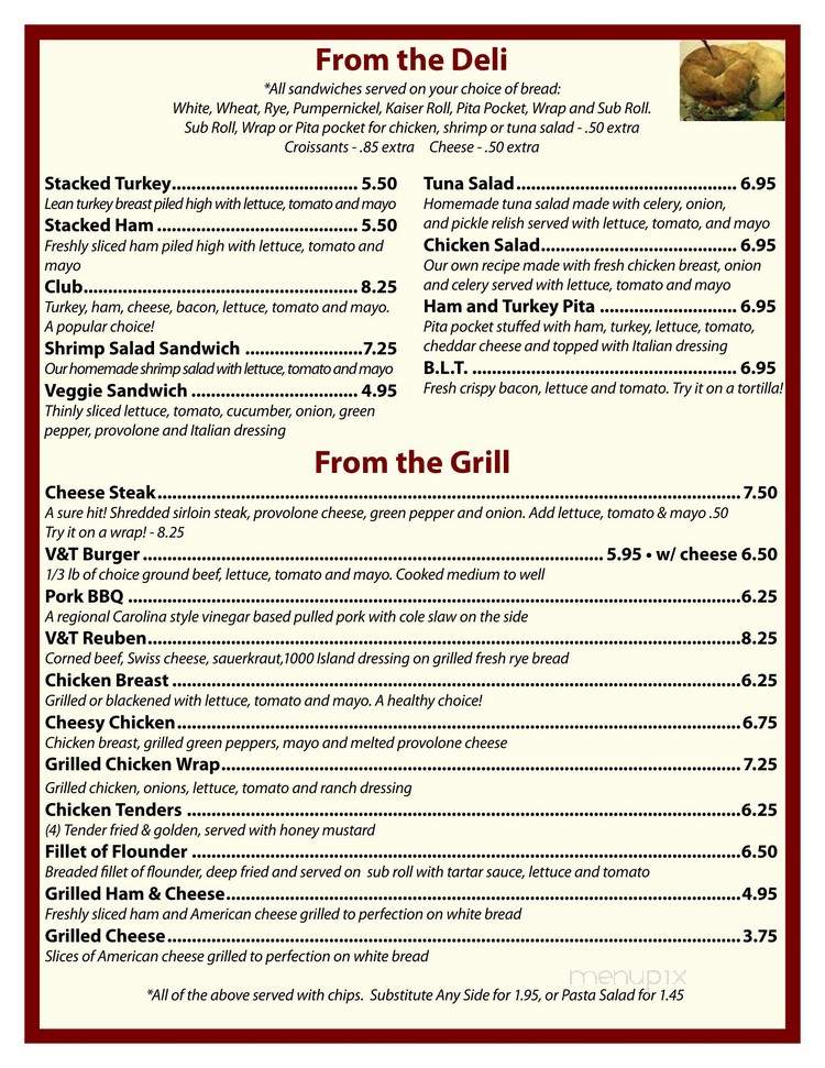 V & T Cafe & Grill - Forest, VA menu_pic