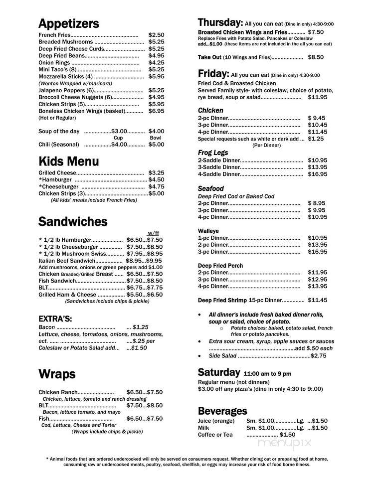 Tucked Away - Marquette, WI menu_pic