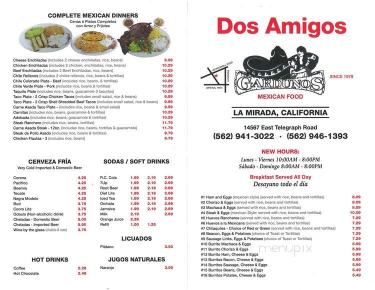 Garduno's Dos Amigos Cafe - La Mirada, CA menu_pic