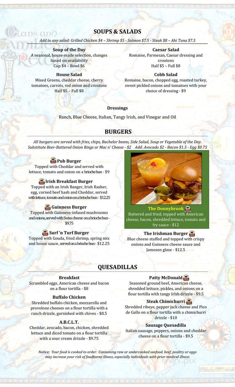 Angry Ginger Irish Pub - Jacksonville, NC menu_pic