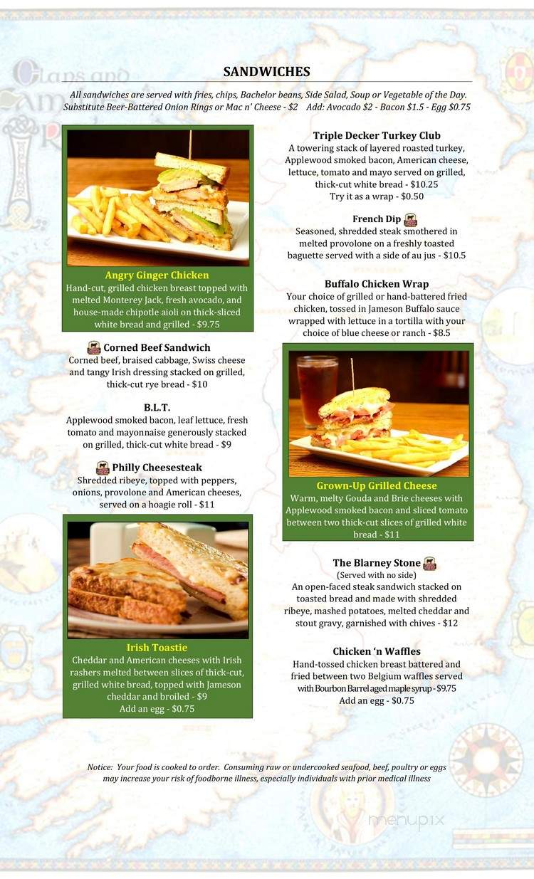 Angry Ginger Irish Pub - Jacksonville, NC menu_pic