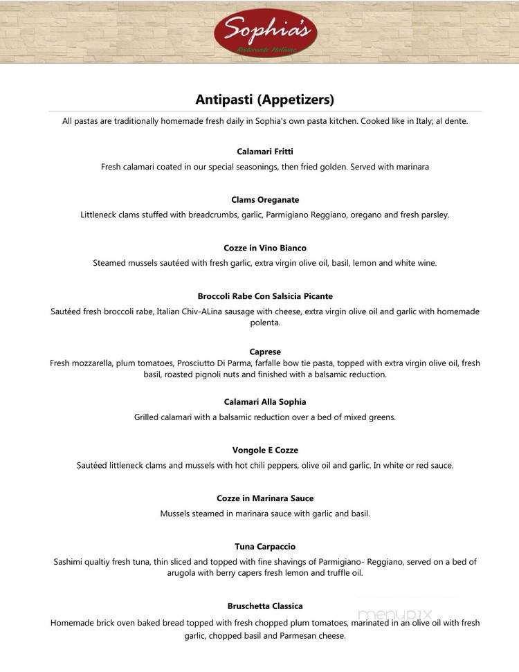 Sophia's Ristorante Italiano - Naples, FL menu_pic