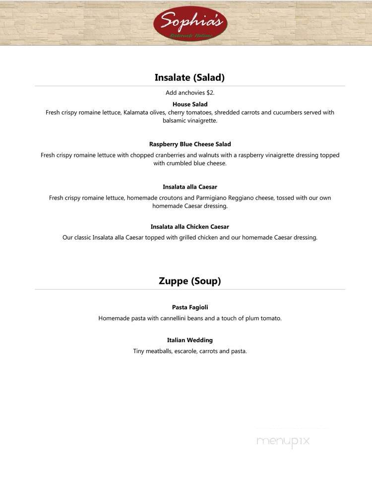 Sophia's Ristorante Italiano - Naples, FL menu_pic