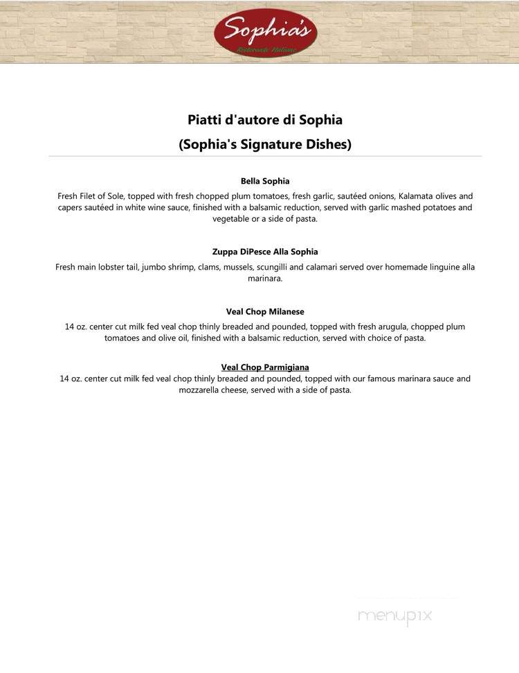 Sophia's Ristorante Italiano - Naples, FL menu_pic