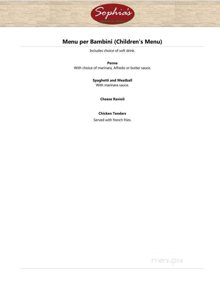 Sophia's Ristorante Italiano - Naples, FL menu_pic