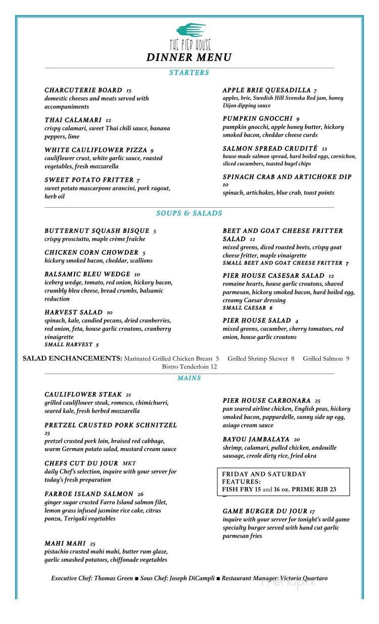 Menu of Pier House in Geneva, NY 14456