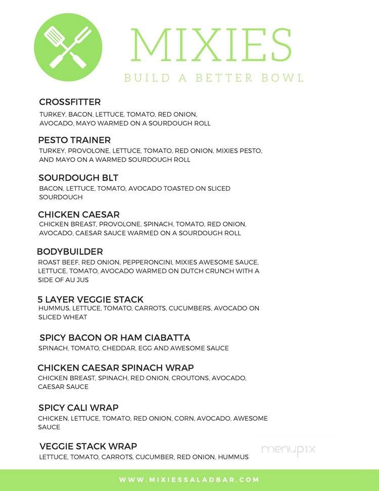 Mixies - Ukiah, CA menu_pic