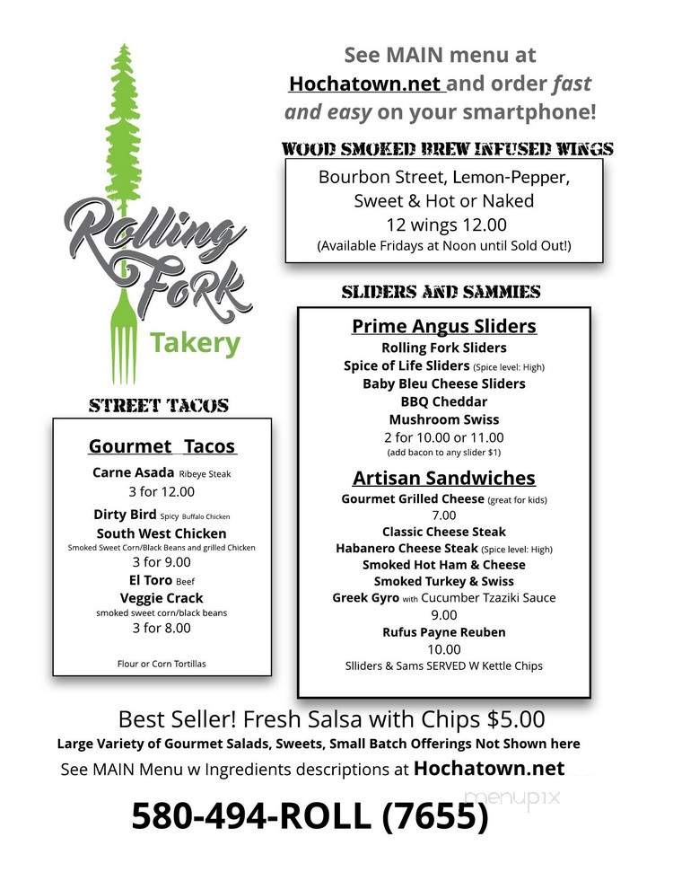 Rolling Fork Takery - Hochatown, OK menu_pic