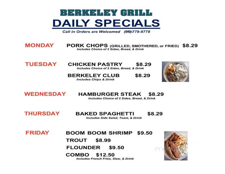 Berkeley Grill - Goldsboro, NC menu_pic
