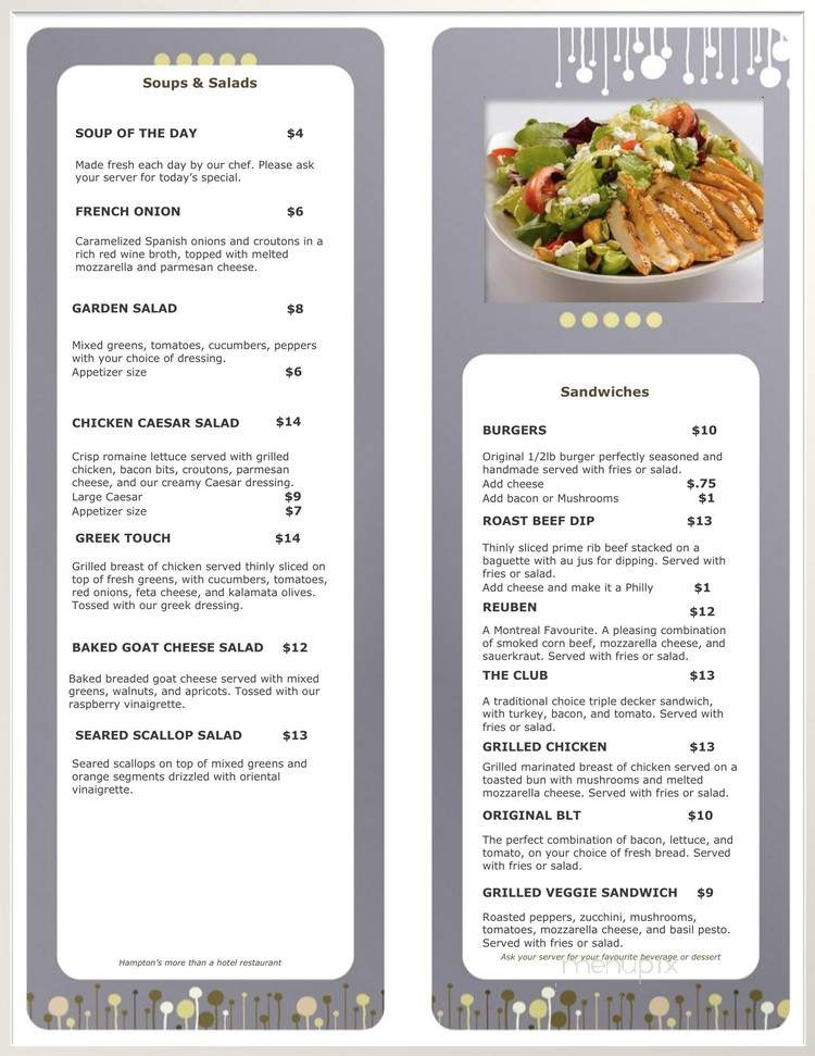Quality Suites Hotels - Oakville, ON menu_pic