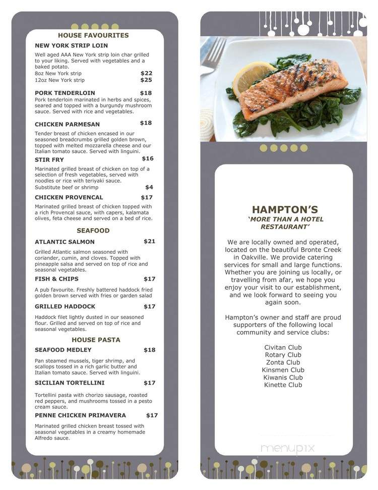Quality Suites Hotels - Oakville, ON menu_pic