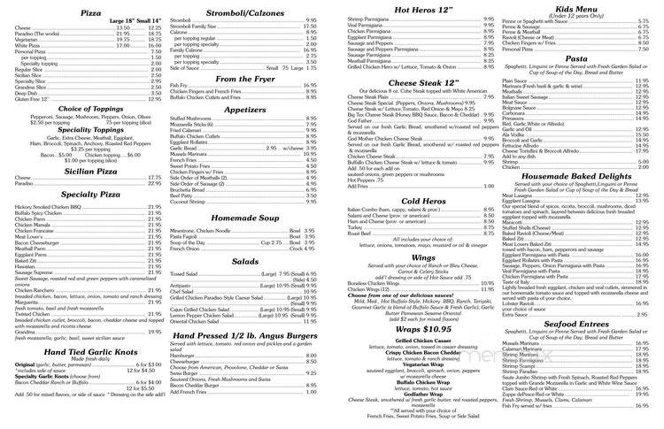 Il Paradiso Pizza & Restaurant - Ellenville, NY menu_pic