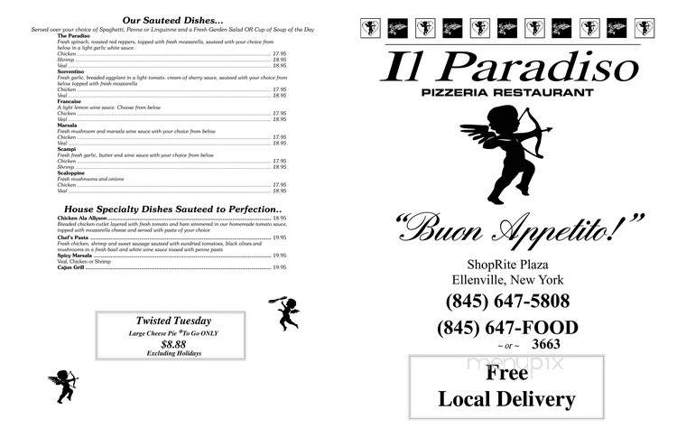 Il Paradiso Pizza & Restaurant - Ellenville, NY menu_pic