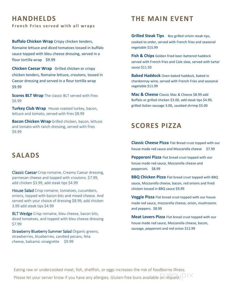 Scores Bar - Keene, NH menu_pic